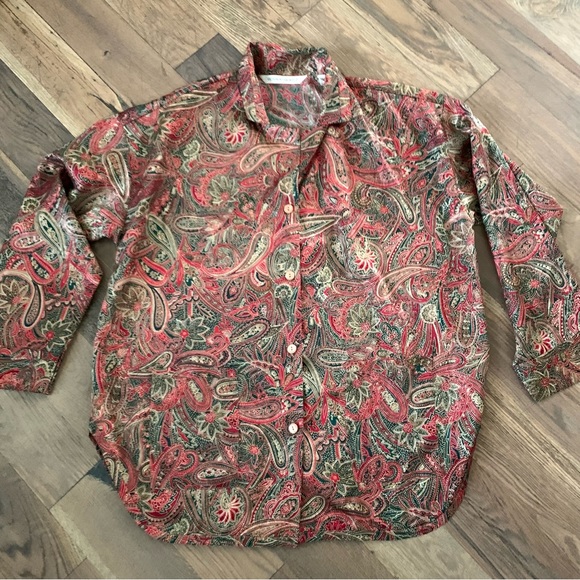 Victoria's Secret Other - Victoria's Secret Red Green Paisley Pajama Top Size Medium